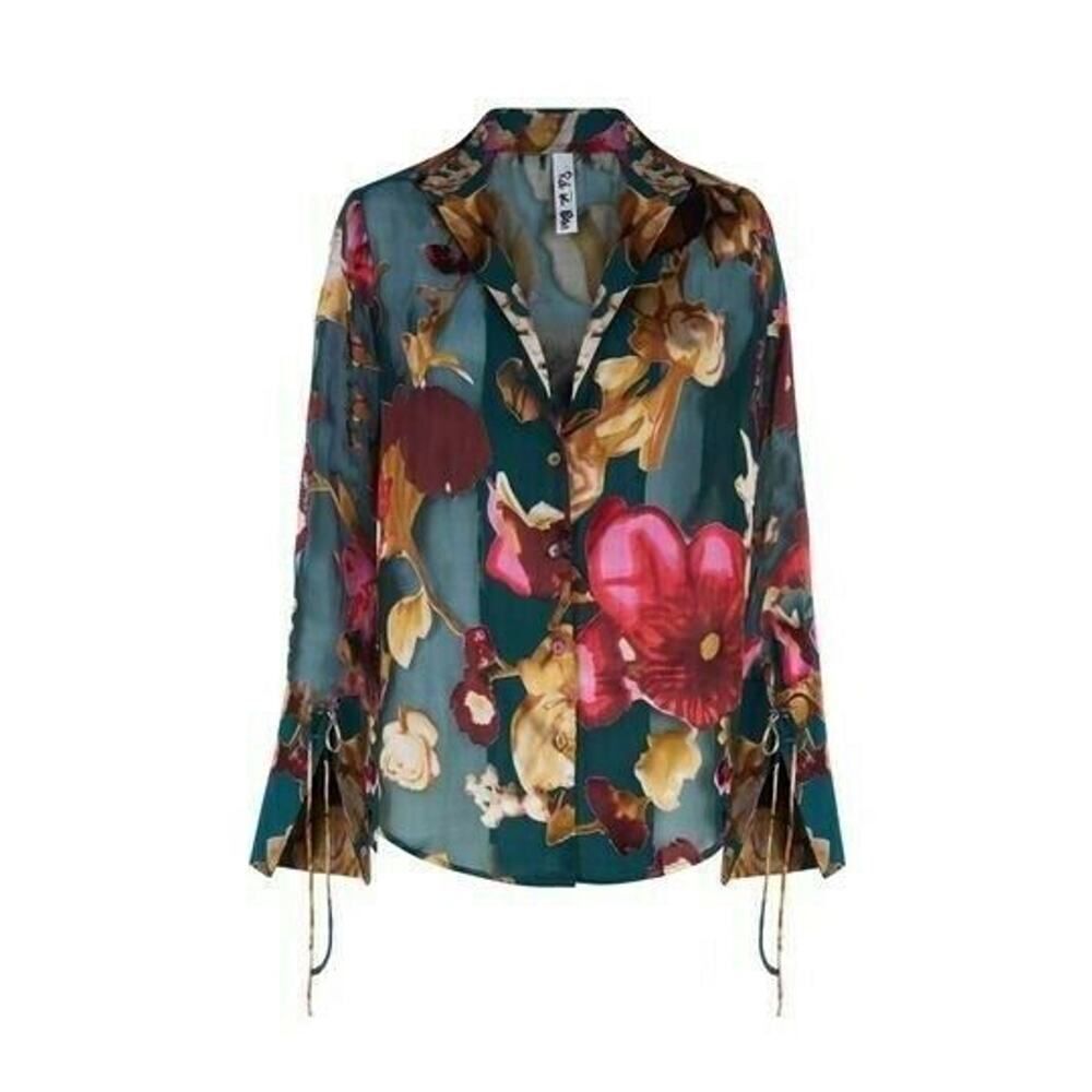 $273 RAT & BOA Designer Green Floral Semi Sheer Issey Blouse SOLD OUT XS V Neck - Picture 3 of 12